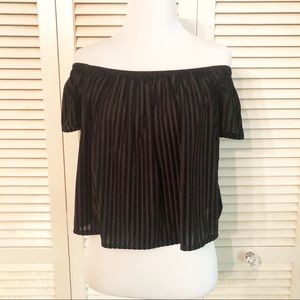 Forever 21 Black Striped Off Shoulder Crop Top